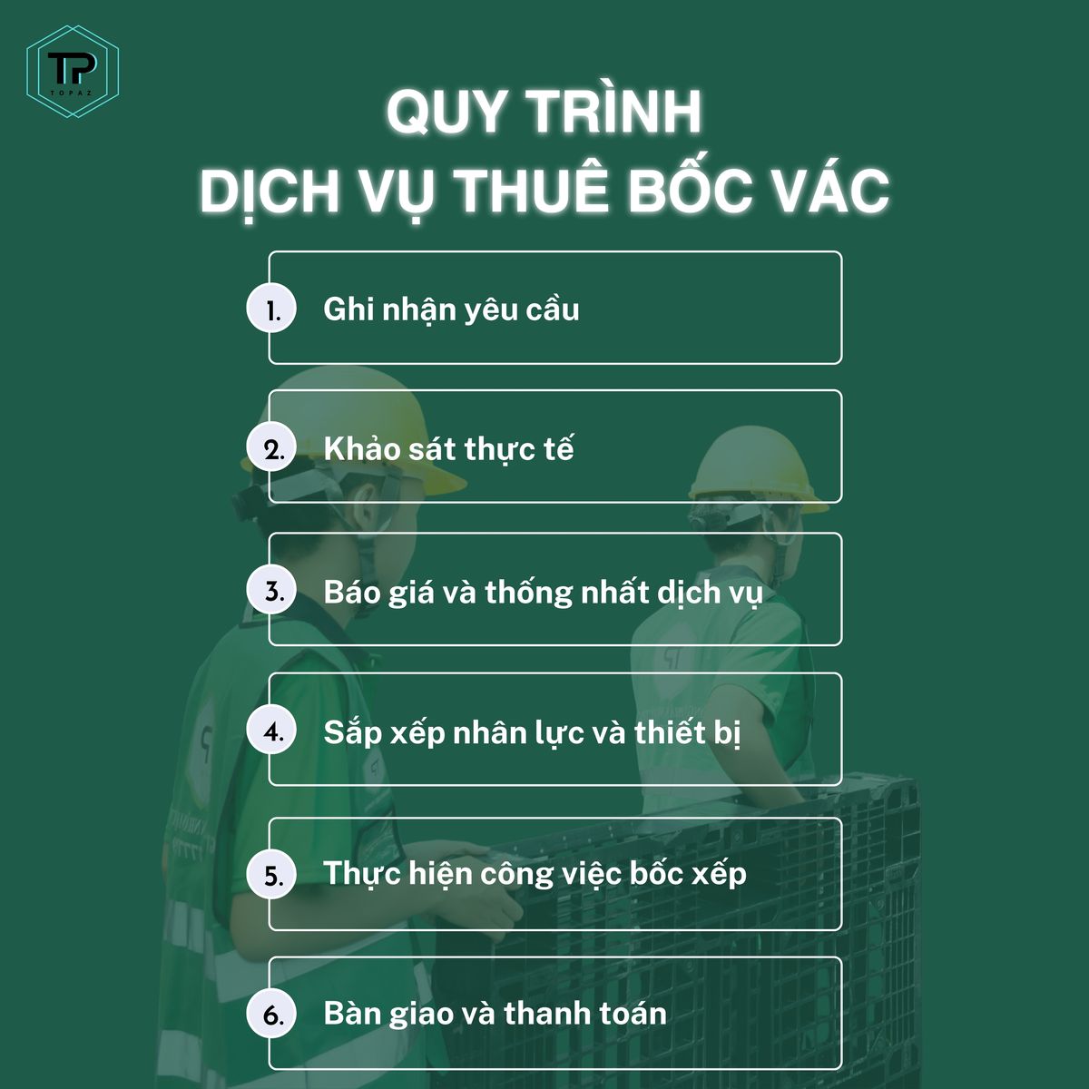 Quy trình thực hiện bốc vác của nhân viên Topaz