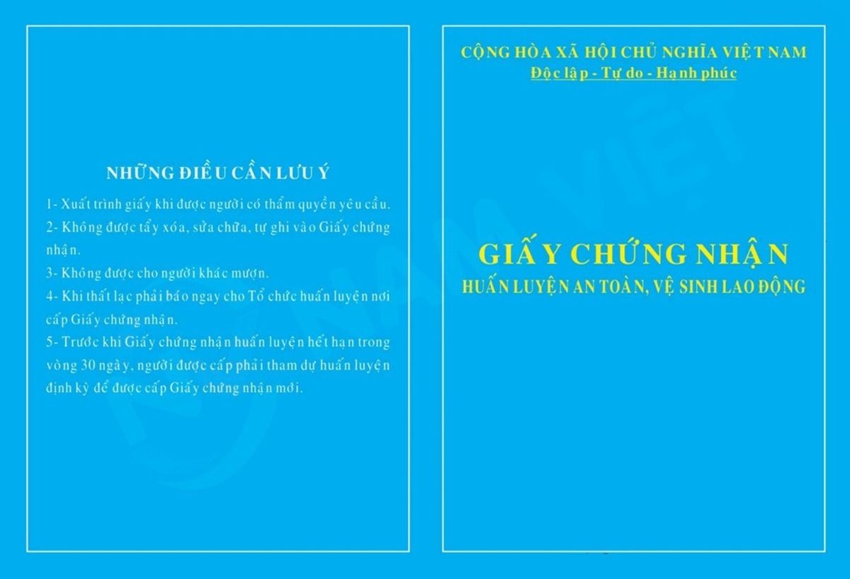 Mẫu chứng chỉ an toàn lao động