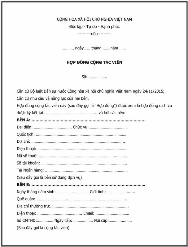 Mẫu hợp đồng cộng tác viên