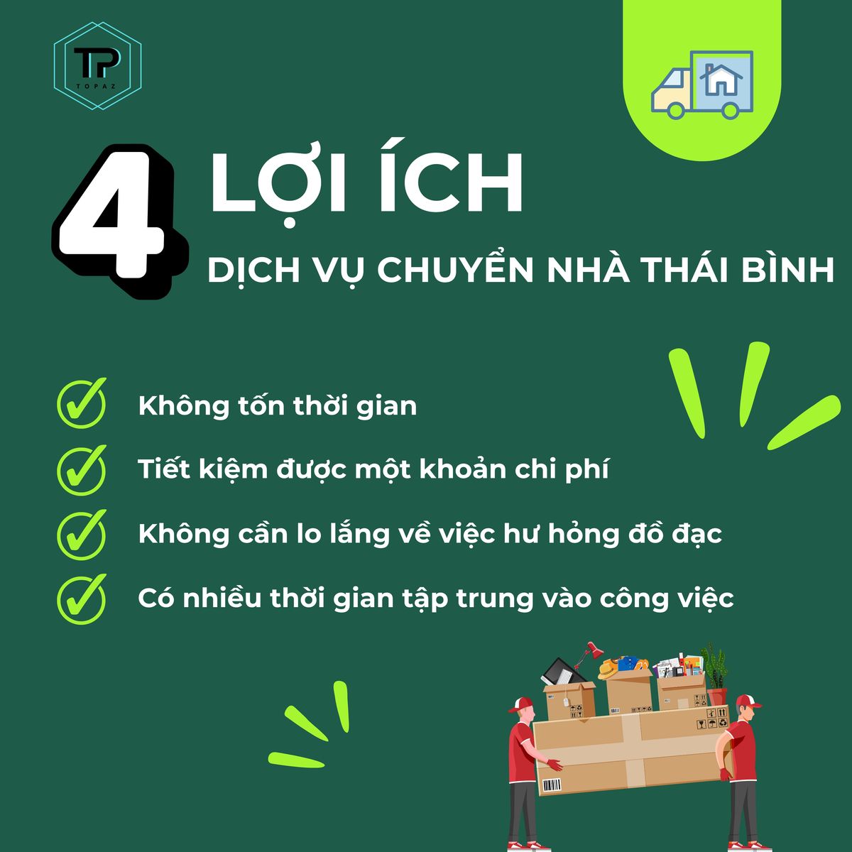 4 lợi ích của dịch vụ chuyển nhà Thái Bình