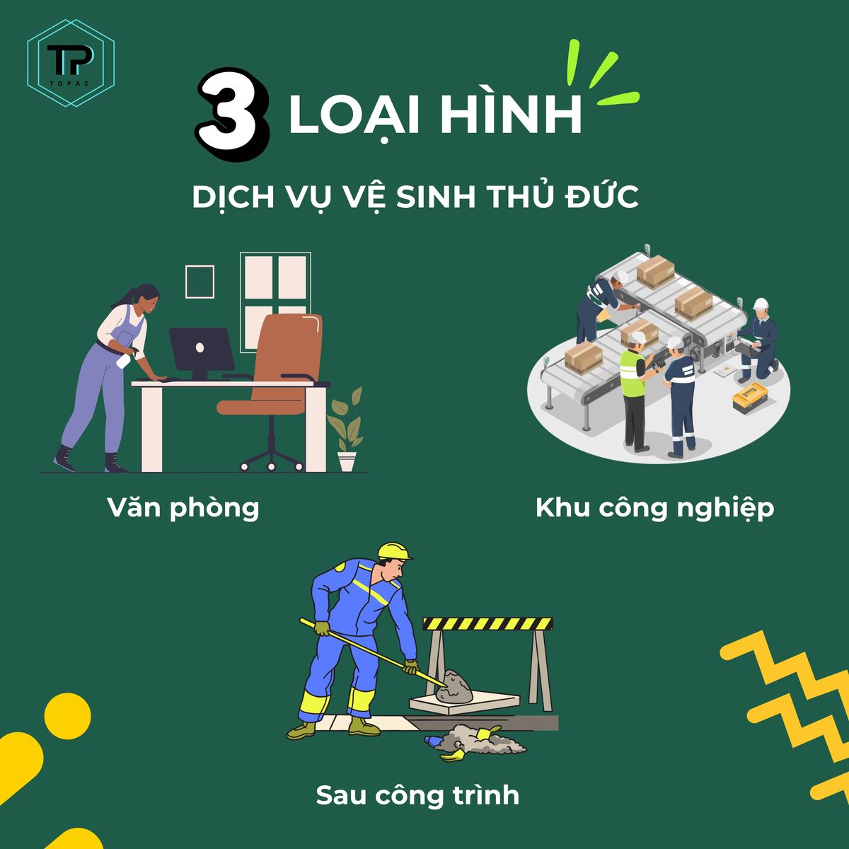 3 loại hình dịch vụ vệ sinh Thủ Đức